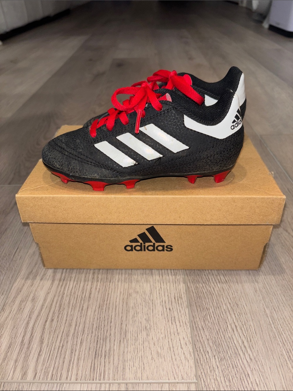 adidas Black and Red Kids Soccer Sneakers (size 11K)